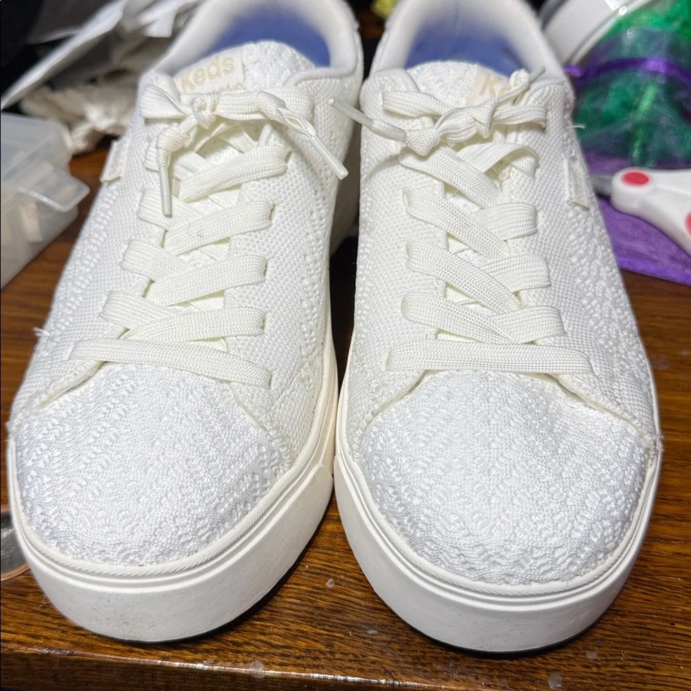 Keds Cream Lace-Up lightweight blissarch textile Sneakers Size 7W